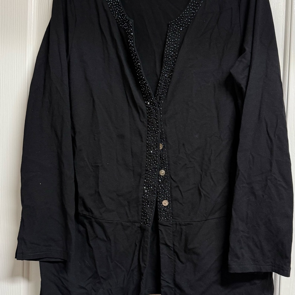 J. Jill Elegant Black Women's Blazer with Bead Accents